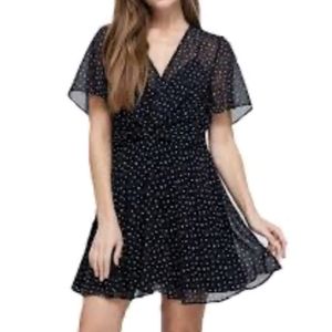 FP Movemeny Ditsy Floral Print Short Sleeve Navy Blue Mini Dress Size Small